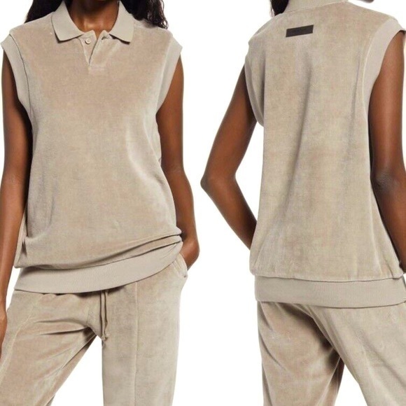 Fear Of God Essentials Velour Polo Sleeveless Top